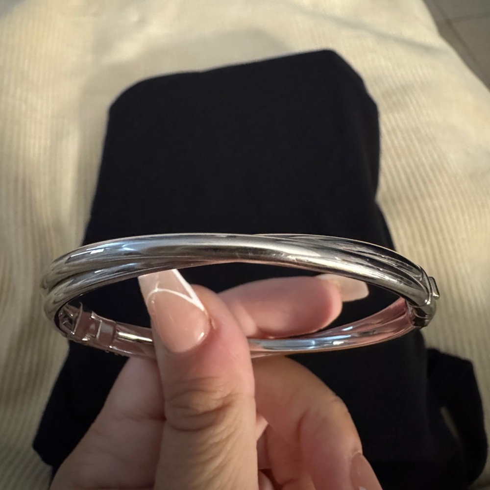 Silver Rhinestone Bangle Bracelet - Picture 4 of 6